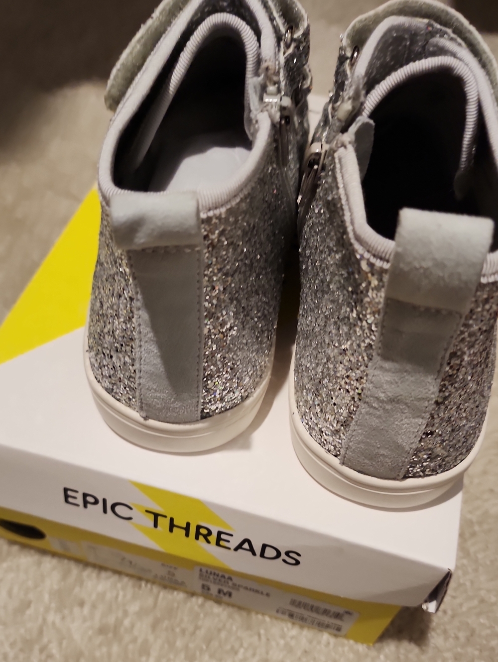 Epic Threads Kids' Silver Glitter High-Top Sneakers